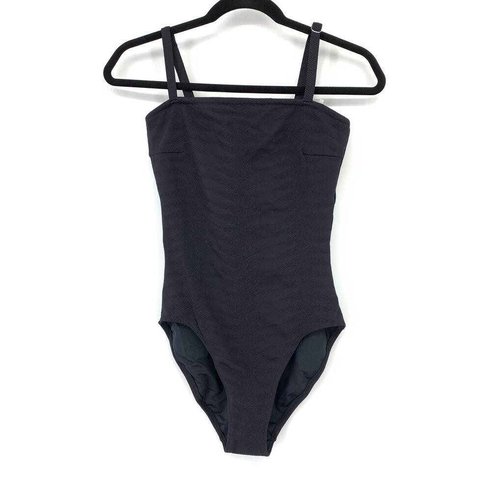 Seafolly Lattice Back One Piece Swimsuit Womens US Size 6 DD Cup Black Textured